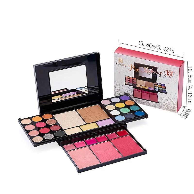 38 Colors Eyeshadow Palette Contour Blush Lip Gloss Brushes Set