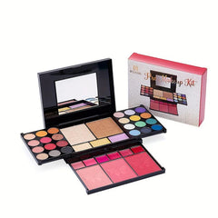 38 Colors Eyeshadow Palette Contour Blush Lip Gloss Brushes Set