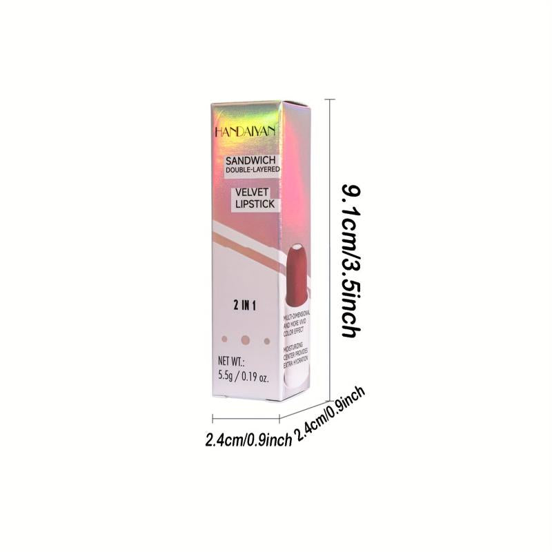 Sandwich Lipstick Glossy Velvet Texture Waterproof Antifouling Lip Glaze