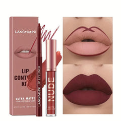 Matte Lip Gloss & Liner Set Non-Sticky Cup Long-Lasting Makeup