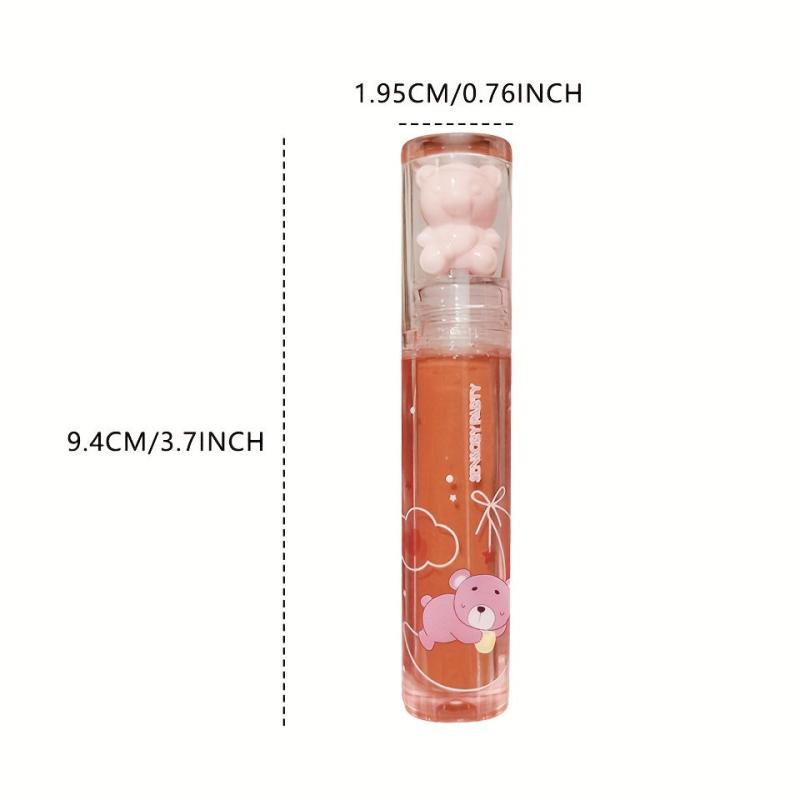 6 Colors Bear Mirror Lip Gloss Hydrating Long-Lasting Lip Glaze