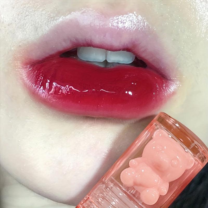 6 Colors Bear Mirror Lip Gloss Hydrating Long-Lasting Lip Glaze
