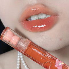 6 Colors Bear Mirror Lip Gloss Hydrating Long-Lasting Lip Glaze