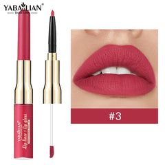 YABAOLIAN 12 2 In 1 Lip Gloss Lip Liner Bright Lips Matte Waterproof
