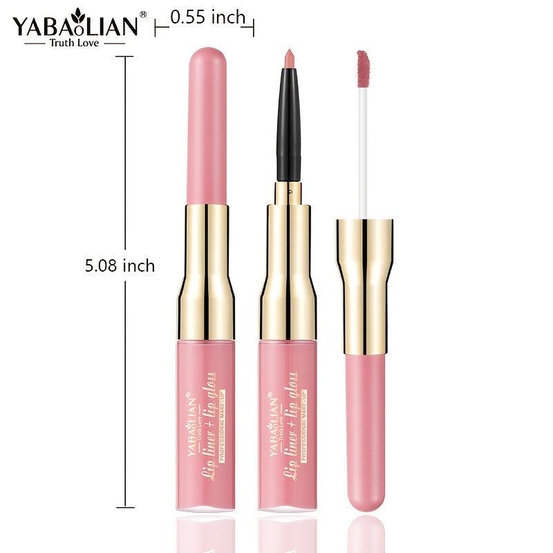 YABAOLIAN 12 2 In 1 Lip Gloss Lip Liner Bright Lips Matte Waterproof