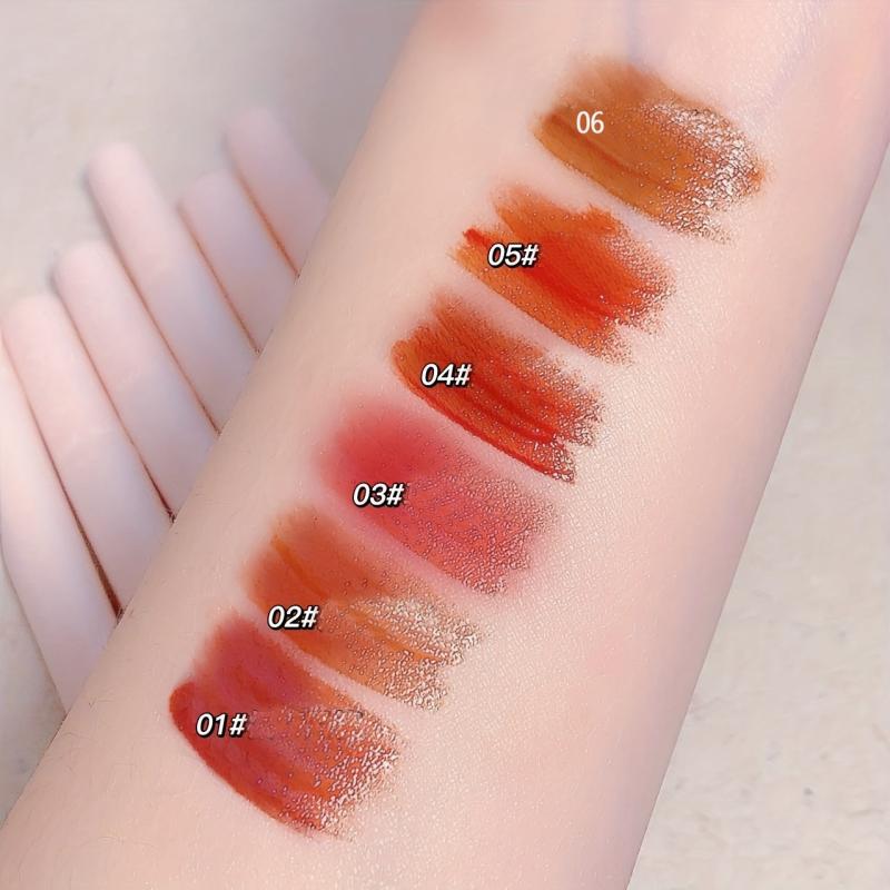 6 pcs Bear Printed Liquid Lipstick Set Long Lasting Moisturizing Dewy Finish