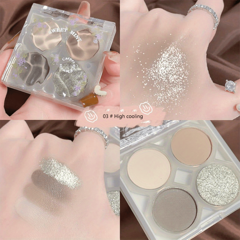 Waterproof 4 Eyeshadow Palette Matte Shimmer Finish Long Lasting