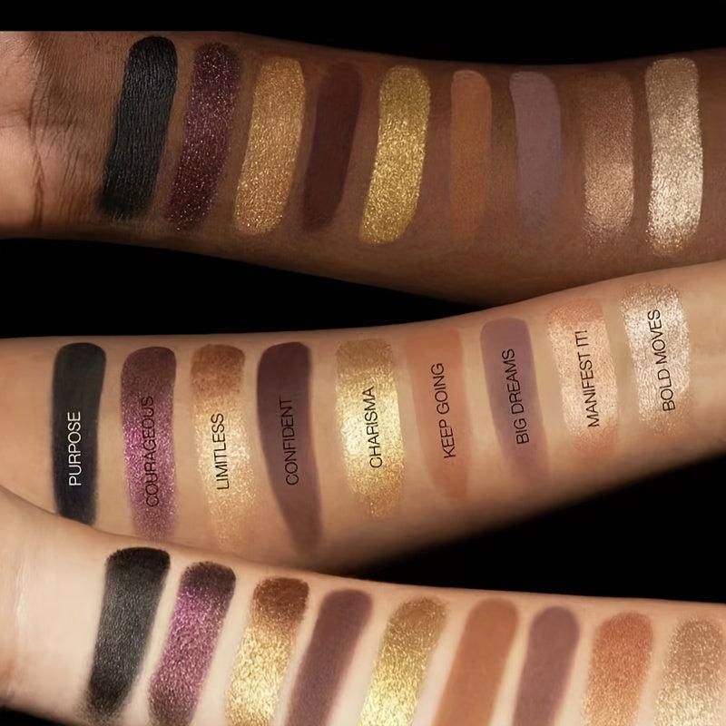 18-Color Golden Brown Eyeshadow Palette Glitter Matte Finish Exotic Makeup