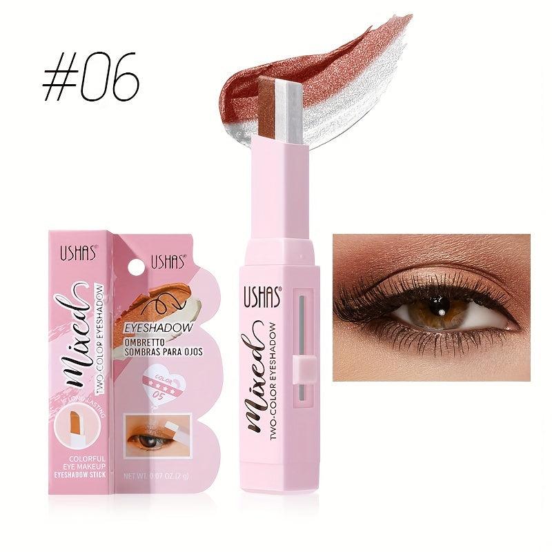 Two Tone Eyeshadow Stick Waterproof Long Lasting Eye Makeup Brown Red Tone