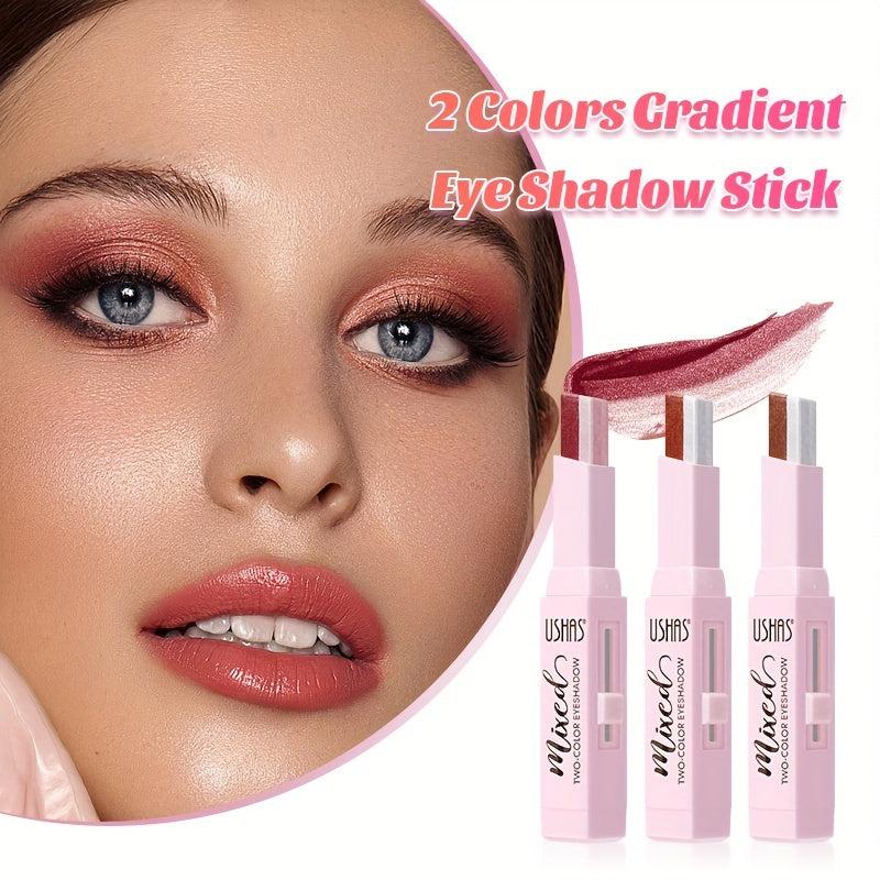 Two Tone Eyeshadow Stick Waterproof Long Lasting Eye Makeup Brown Red Tone