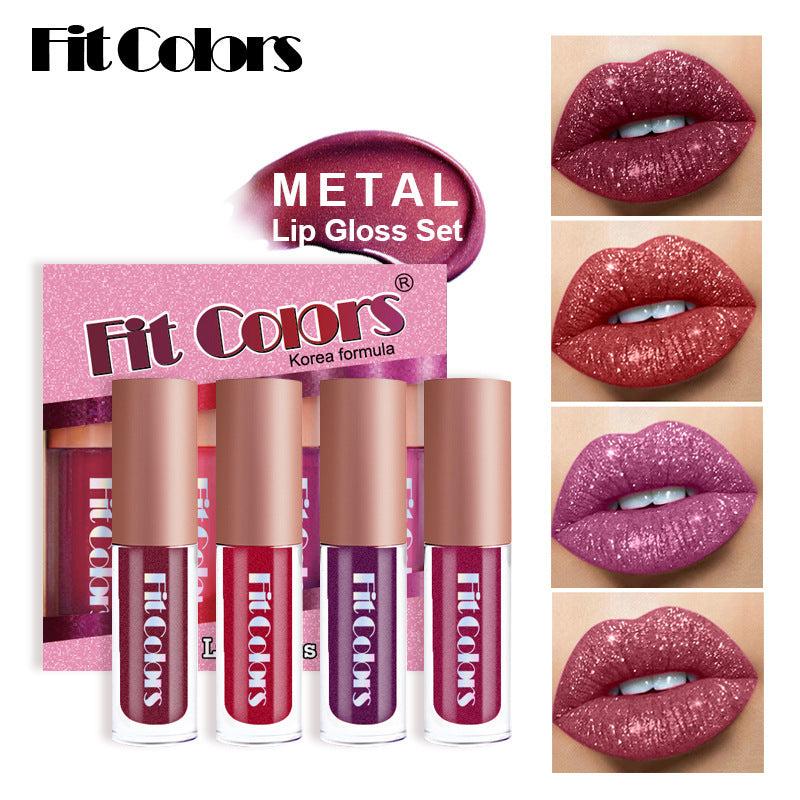 4 Pack Velvet Lip Gloss Set Diamond Shine Non Fading Glaze
