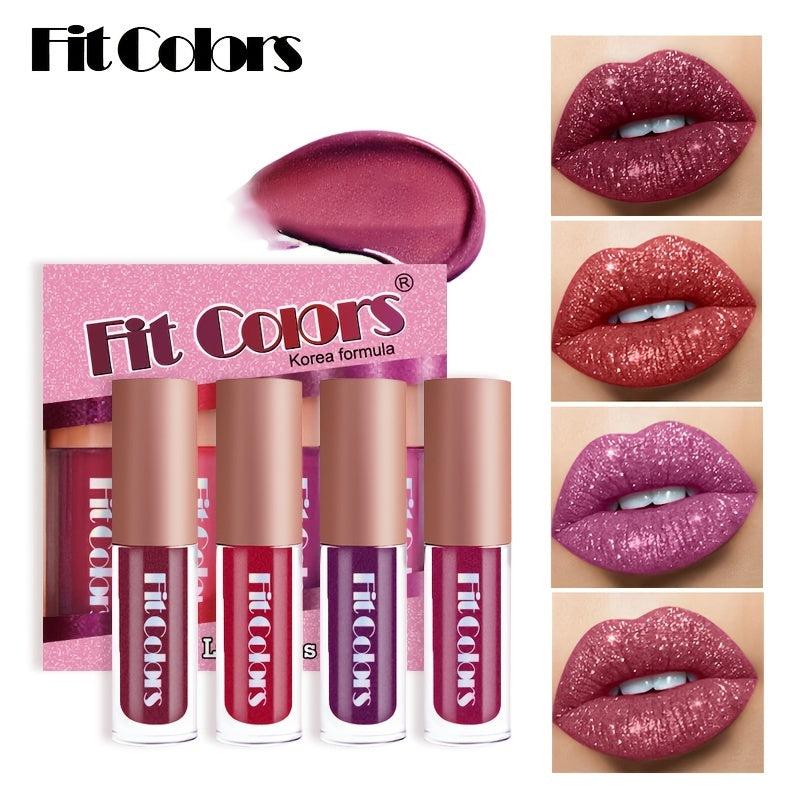 4 Pack Velvet Lip Gloss Set Diamond Shine Non Fading Glaze