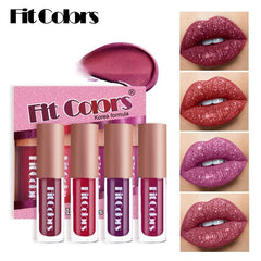 4 Pack Velvet Lip Gloss Set Diamond Shine Non Fading Glaze