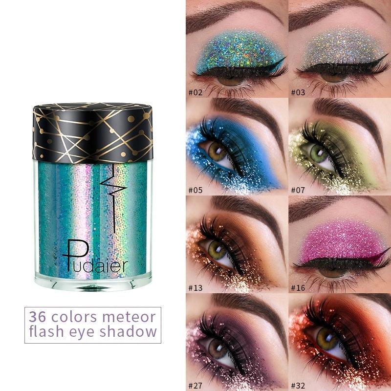 Pudaier 16 Colors Glittering Sequins Eye Shadow Powder for Women