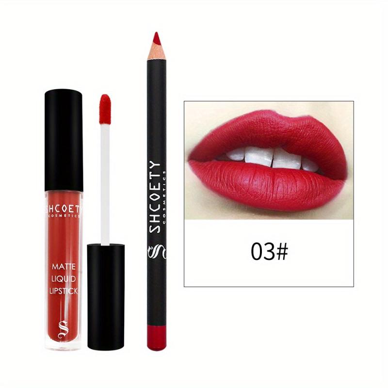 12 Colors Lip Glaze Lip Liner Set Waterproof Sweat proof Long lasting Matte