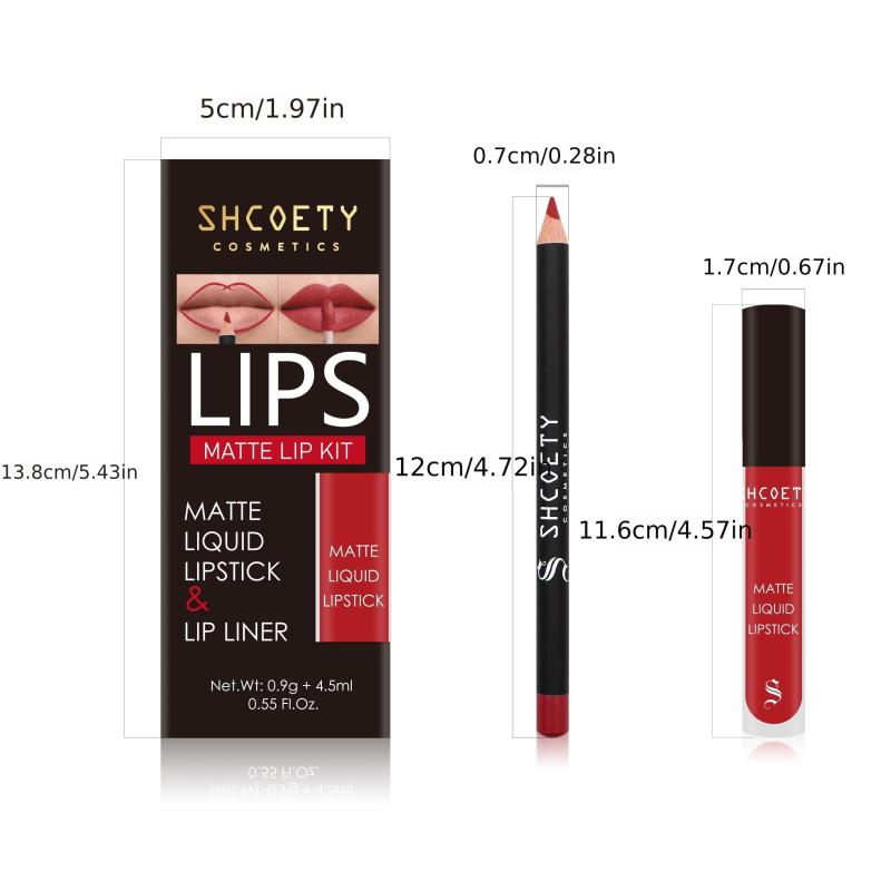 12 Colors Lip Glaze Lip Liner Set Waterproof Sweat proof Long lasting Matte