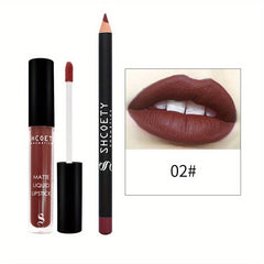 12 Colors Lip Glaze Lip Liner Set Waterproof Sweat proof Long lasting Matte