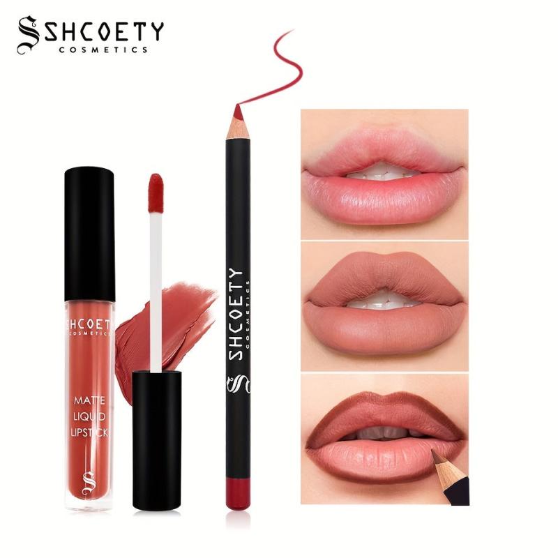 12 Colors Lip Glaze Lip Liner Set Waterproof Sweat proof Long lasting Matte