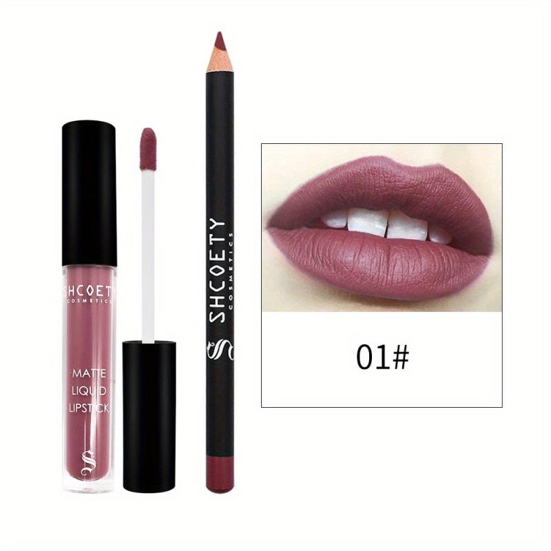 12 Colors Lip Glaze Lip Liner Set Waterproof Sweat proof Long lasting Matte