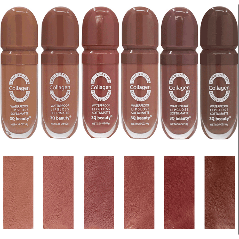 6 Colors Nude Lip Gloss Non-stick Cup Lip Glaze Dark Lipstick