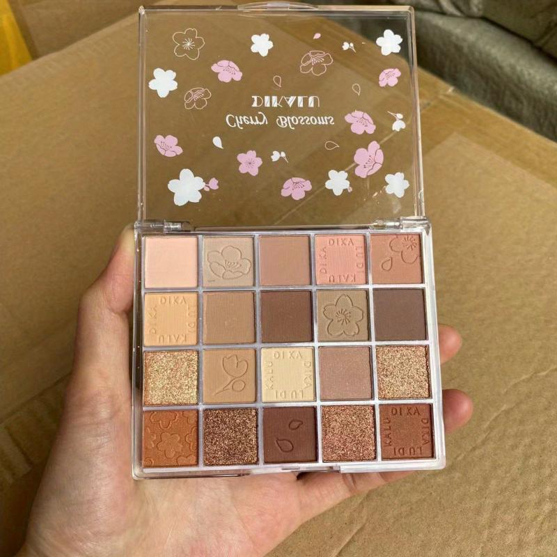 20 Colors Eyeshadow Palette Matte Pearly Finish Earth Milk Tea Sakura