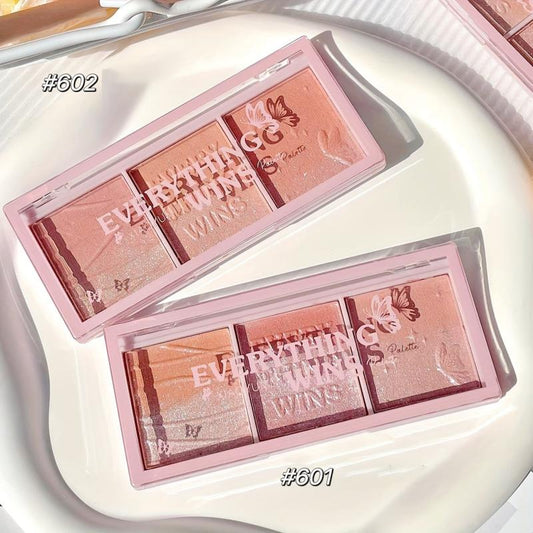 3 Colors Blush Palette Natural Nude Rouge Highlighting Contouring