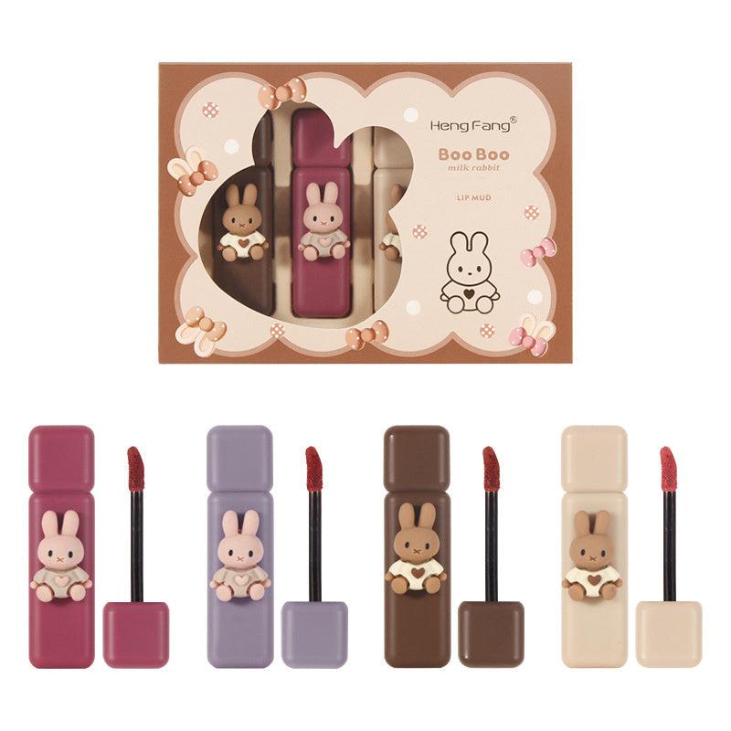 4pcs Velvet Matte Liquid Lipstick Set Long-lasting Lip Mud Makeup