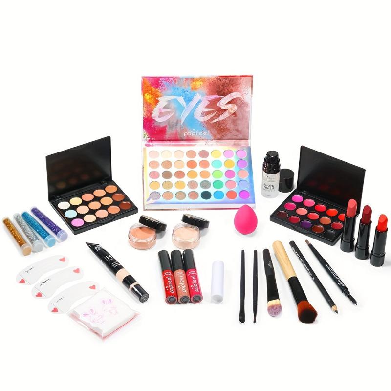 Full Makeup Set Eyeshadow Palette Lipstick Concealer Foundation Brushes