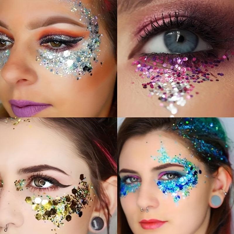 8 Colors Holographic Glitter Set for Nails Body Face Sparkling Resin Art