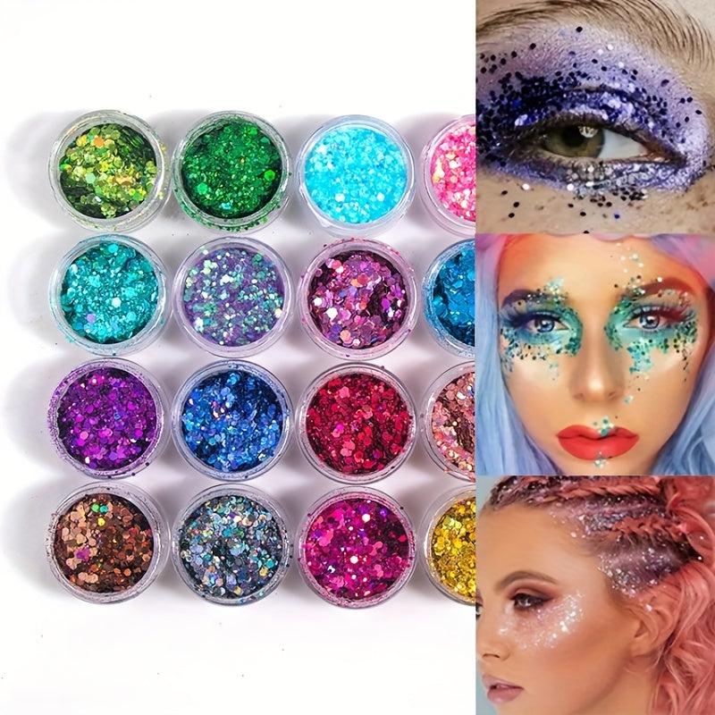 8 Colors Holographic Glitter Set for Nails Body Face Sparkling Resin Art