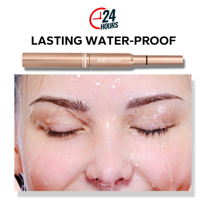 2-in-1 Waterproof Eyeliner Mascara Pen Dual Ended 6D Silk Fiber Curling Mascara