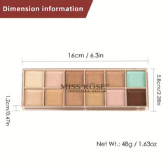 12-Color Waterproof Concealer Palette for Even Skin Tone