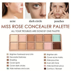 12-Color Waterproof Concealer Palette for Even Skin Tone