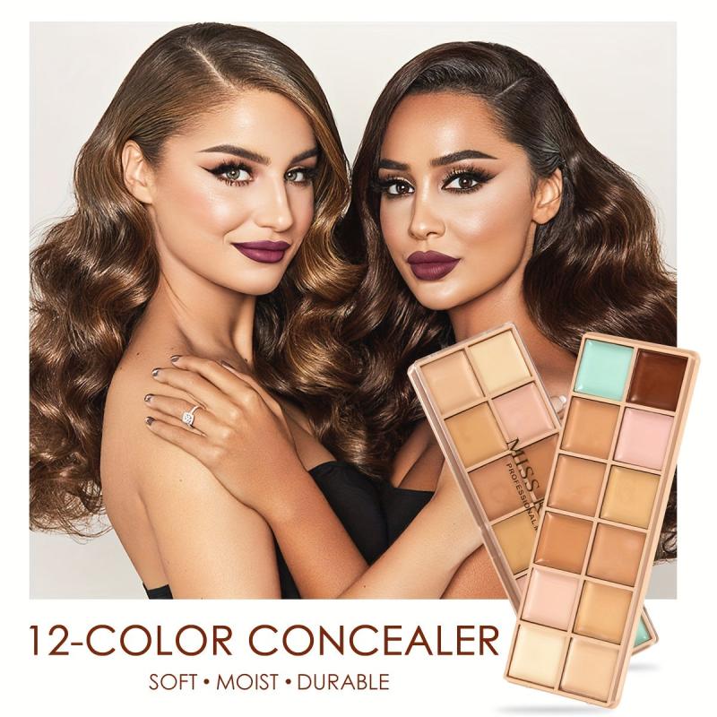 12-Color Waterproof Concealer Palette for Even Skin Tone