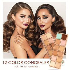12-Color Waterproof Concealer Palette for Even Skin Tone