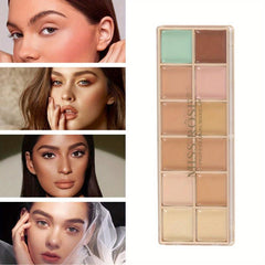 12-Color Waterproof Concealer Palette for Even Skin Tone