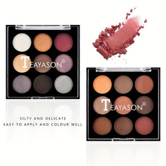 9-Color Eyeshadow Palette Matte Pearly Finish Nude Grey Brown Tones