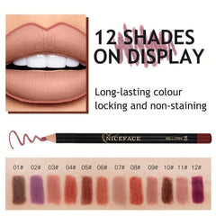 12 Color Lip Liner Set Matte Dewy Finish Long Lasting Waterproof Smudge Proof