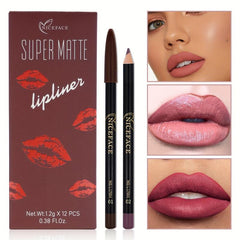 12 Color Lip Liner Set Matte Dewy Finish Long Lasting Waterproof Smudge Proof