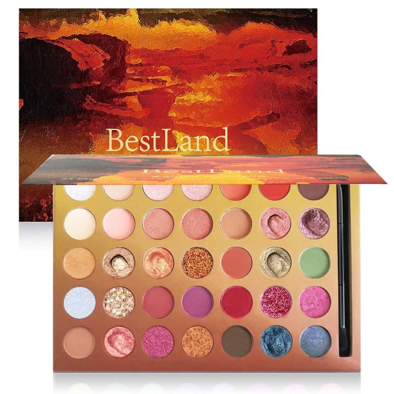 Glitter Eyeshadow Palette with Brush - Creamy Metallic and Matte Shades