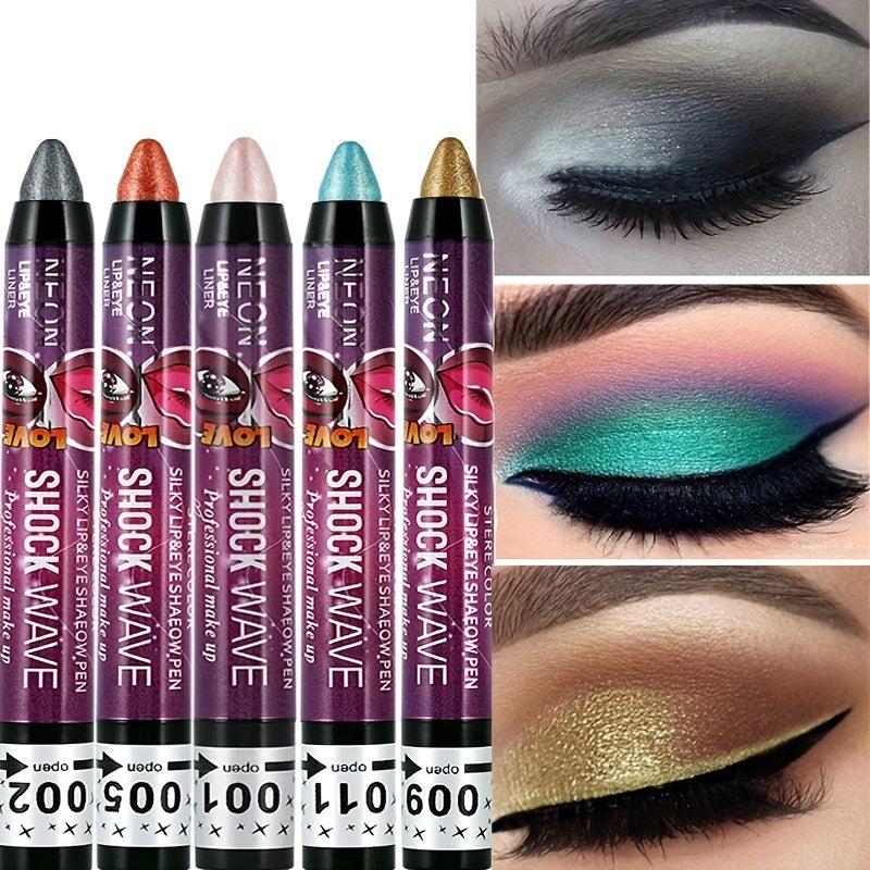 2-in-1 Waterproof Eyeshadow & Lip Pen, 16 Colors, Smudge Proof, Shimmer Stick