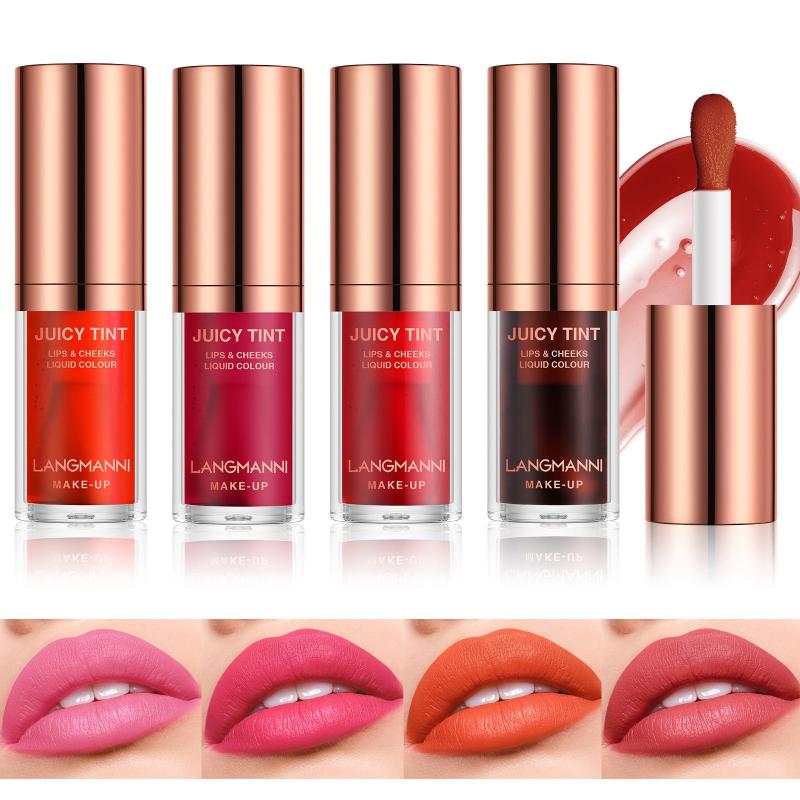 Matte Lip Glaze Lipstick Lip Cheek Blush Dual use Velvet Texture Blush