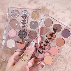 12-Color Eyeshadow Palette Natural Nude Makeup Matte Shimmer Glitter Pigment