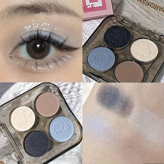 Smokey Gothic Eyeshadow Palette 4 Colors Pearly Glitter Matte Finish