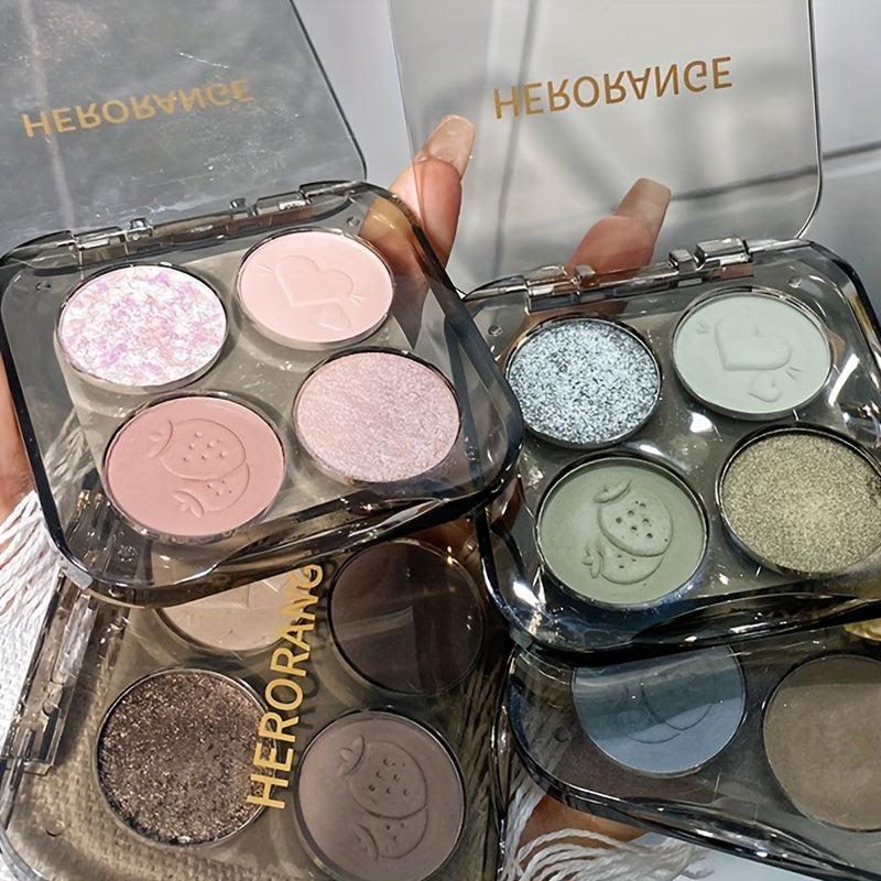 Smokey Gothic Eyeshadow Palette 4 Colors Pearly Glitter Matte Finish