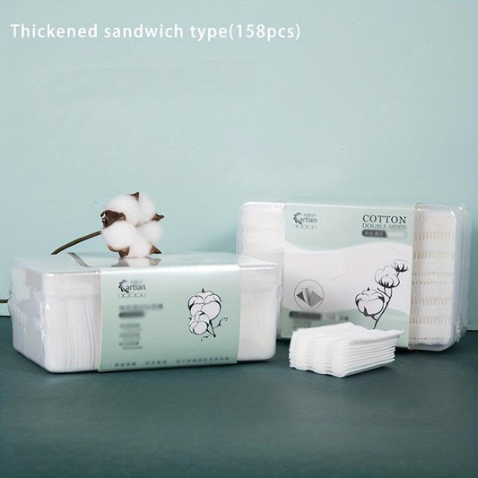 158pcs Cotton Pads Facial Eye Makeup Remover Natural Square Cotton Puff