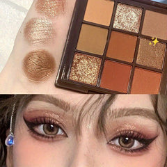 9-Color Smokey Eyeshadow Palette Matte Glitter Sequin Finish Makeup