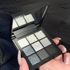 9-Color Smokey Eyeshadow Palette Matte Glitter Sequin Finish Makeup