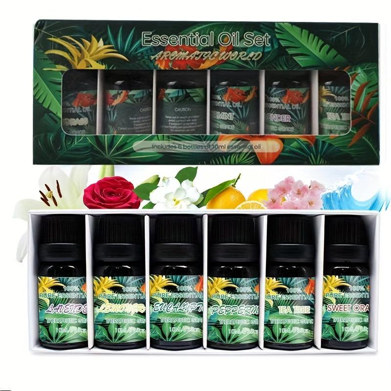 6 pack 10ml Natural Essential Oil Gift Set for Aromatherapy