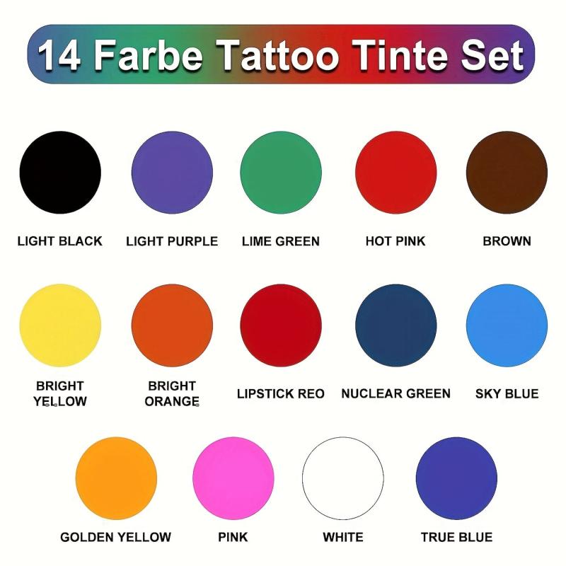 14 Colors Tattoo Ink Set Professional Long Lasting Tattoo Pigment